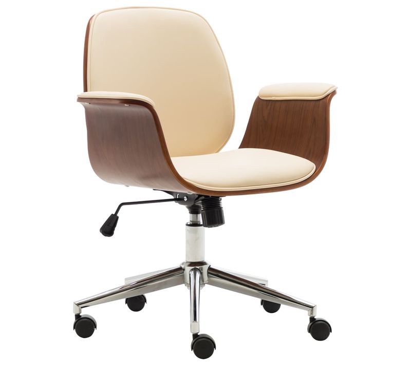 Chaise De Bureau Crème Bois Courbé Et Simili