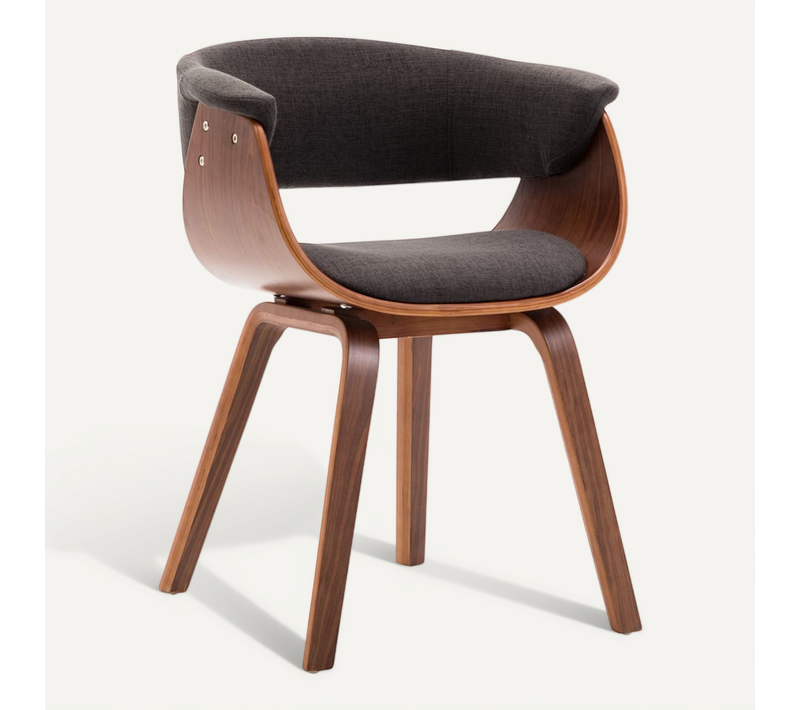 Chaise À Manger Gris Bois Courbé Et Tissu