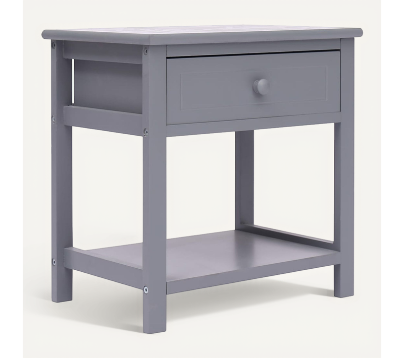 Table De Chevet Gris 40x29x42 Cm Bois De Paulownia