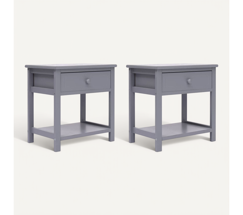 Tables De Chevet 2 Pièces Gris 40x29x42 Cm Bois De Paulownia