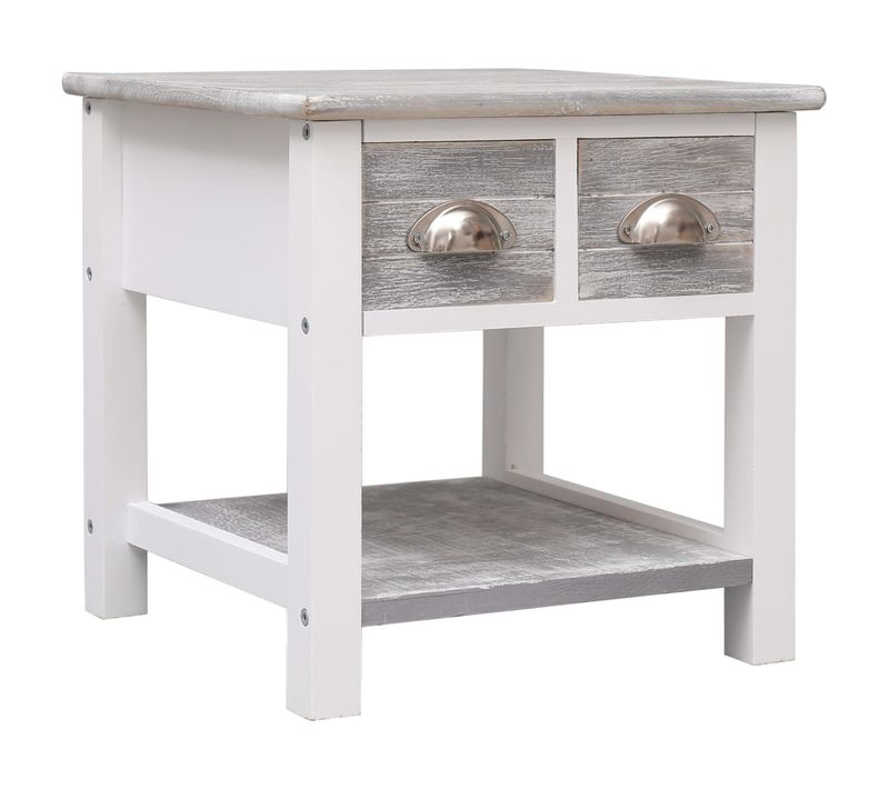 Table D'appoint Gris 40x40x40 Cm Bois De Paulownia