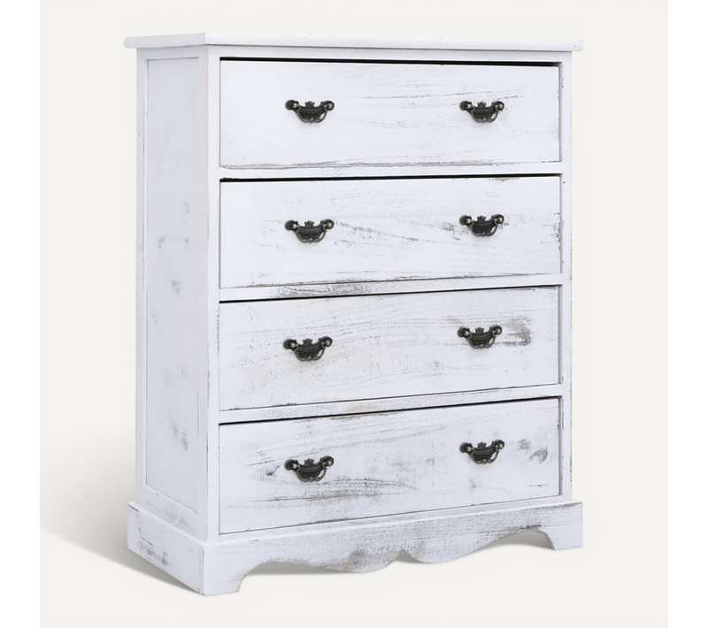 Buffet À Tiroirs Blanc 60 X 30 X 75 Cm Bois