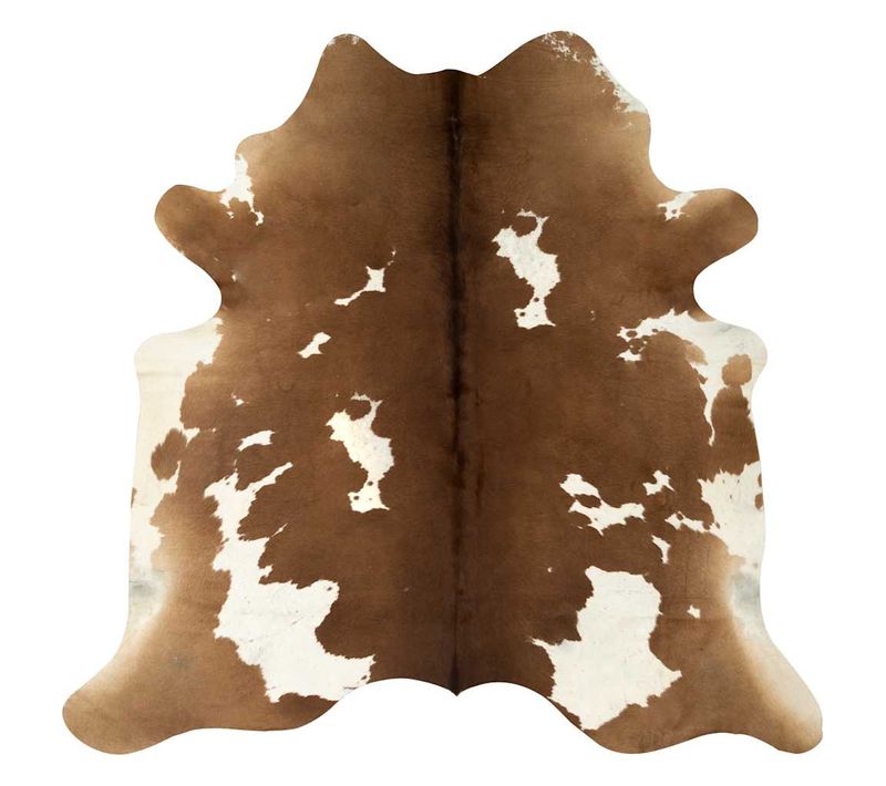 Tapis En Peau De Vache Véritable Marron Et Blanc 150 X 170 Cm