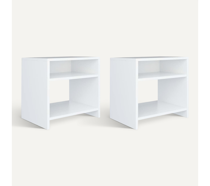 Tables De Chevet 2 Pièces Blanc 40x30x40 Cm Bois Contreplaqué