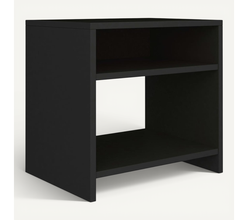 Table De Chevet 1 Tiroir 1 étagère 40 X 30 X 40 Cm Bois Contreplaqué Noir
