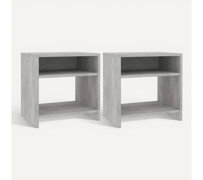Tables De Chevet 2 Pièces Gris Béton 40x30x40 Cm Bois Contreplaqué