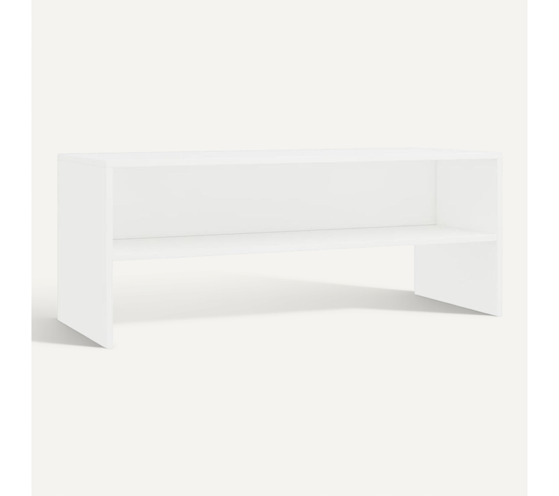 Meuble TV Blanc 100x40x40 Cm Bois Contreplaqué Avec Compartiment Ouvert