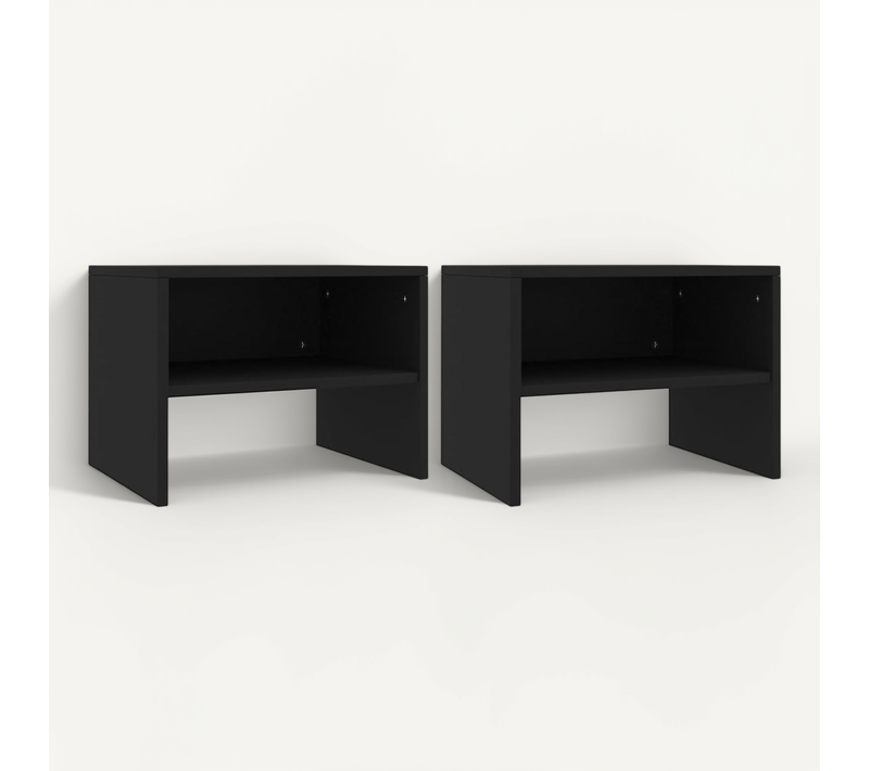 Tables De Chevet 2 Pièces Noir 40x30x30 Cm Bois Contreplaqué