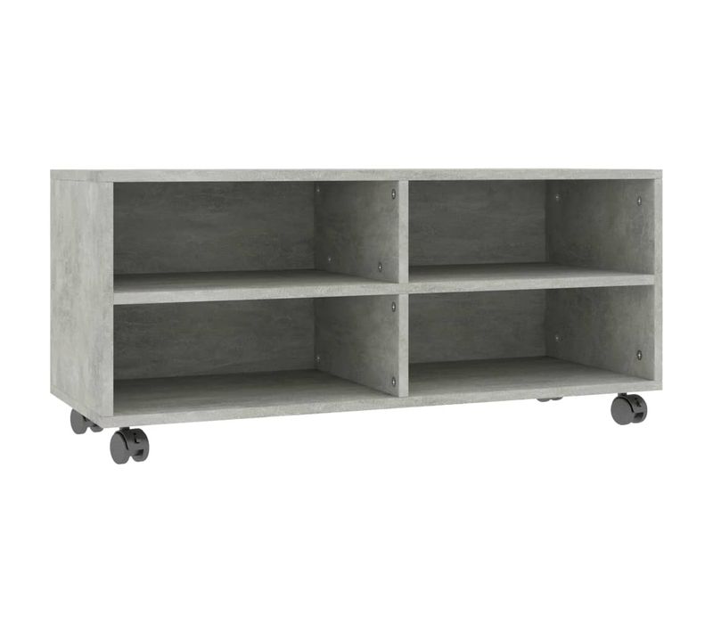 Meuble TV Avec Roulettes Gris Béton 90x35x35 Cm Bois Ingénierie