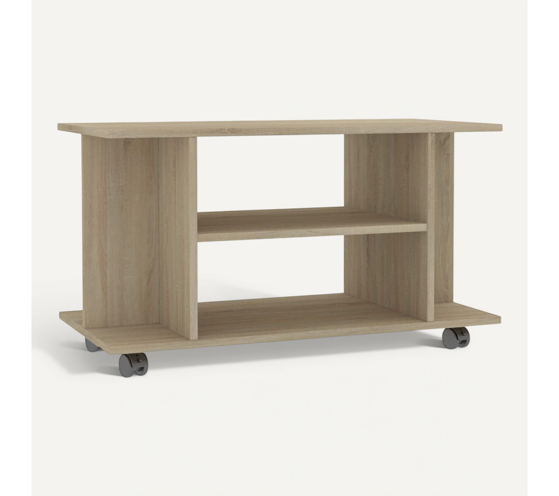 Meuble TV Mobile 4 Étagères Ouvertes Avec Roulettes 80 X 40 X 45 Cm Chêne Sonoma