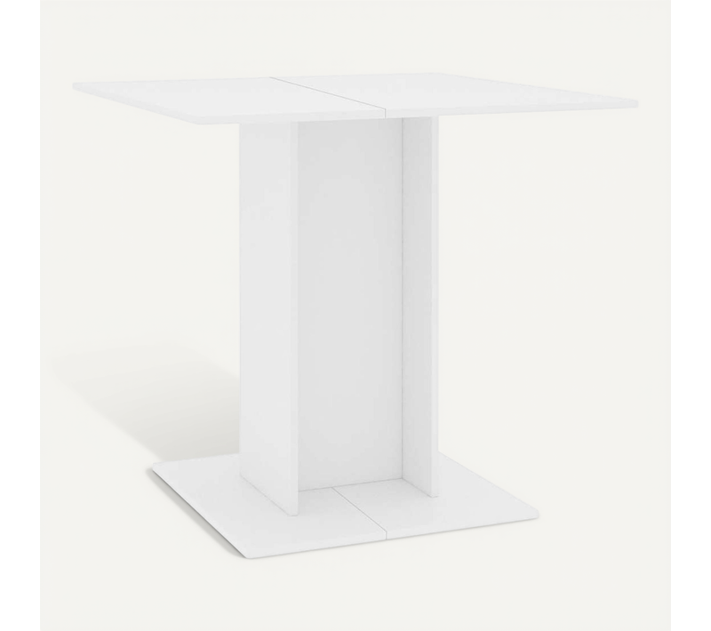 Table À Manger Carrée Moderne Blanche Bois Composé 80x80x75 Cm