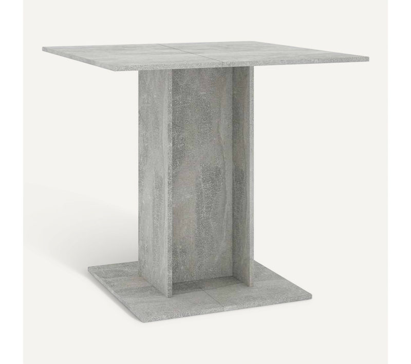 Table à Manger Carrée 80 X 80 X 75 Cm, Gris Béton, Bois Contreplaqué, Robuste Et Minimaliste