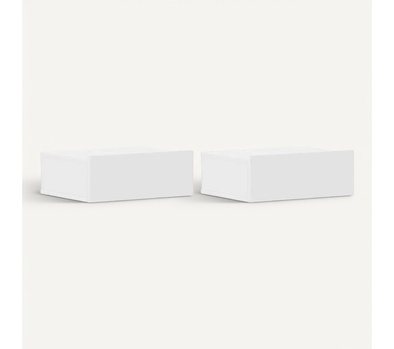 Tables De Chevet 2 Pièces Avec Tiroir Flottantes Blanc 40x30x15 Cm Bois Contreplaqué Armoires