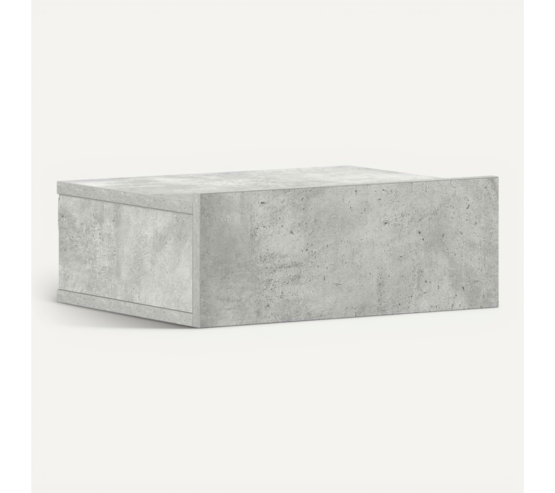 Table De Chevet Flottante Gris Béton Bois Contreplaqué