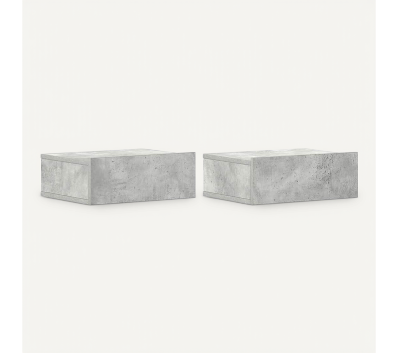 Tables De Chevet Flottantes 2 Pièces Gris Béton Bois Contreplaqué