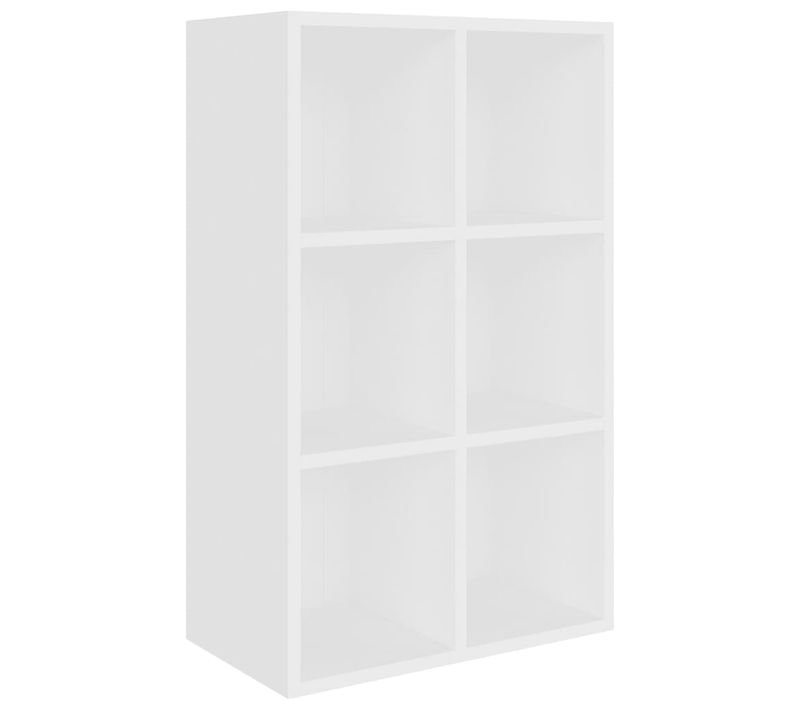 Bibliothèque 6 Compartiments Buffet Blanc Bois Contreplaqué étagère De Rangement Organisateur