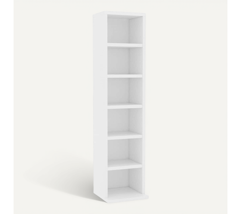 Armoire À Cd Blanc 21x20x88 Cm Bois Contreplaqué 6 Compartiments Ouverts