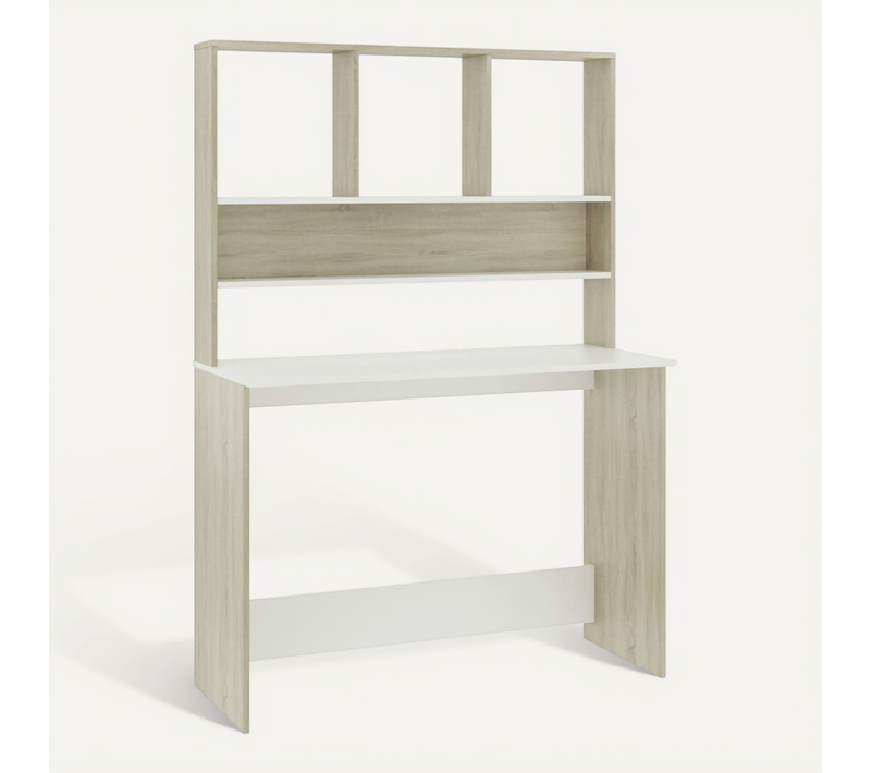 Bureau Avec étagères Blanc Chêne Sonoma 110x45x157 Cm Aggloméré