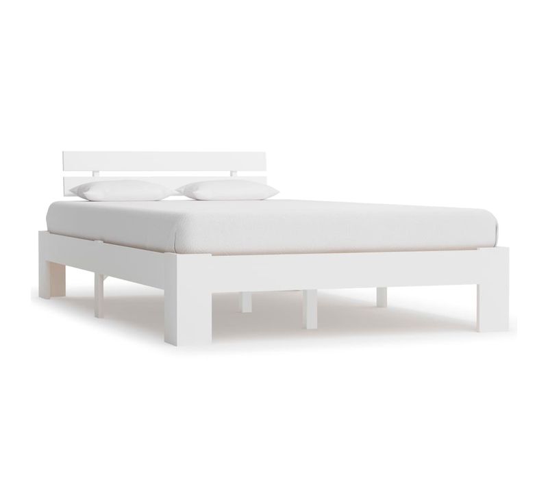Cadre De Lit Sans Matelas Blanc Bois De Pin Massif 120x200 Cm