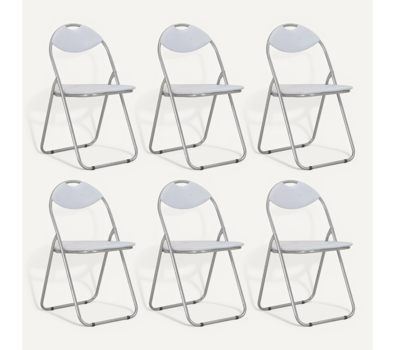 Chaises Pliantes À Manger Lot De 6 Blanc Simili