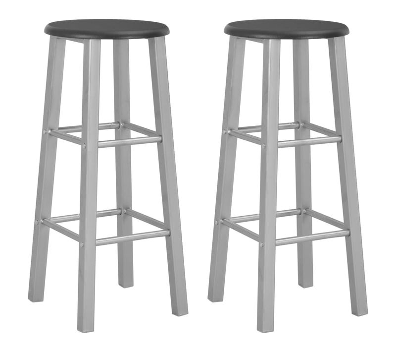 Tabourets De Bar Lot De 2 Argenté Mdf