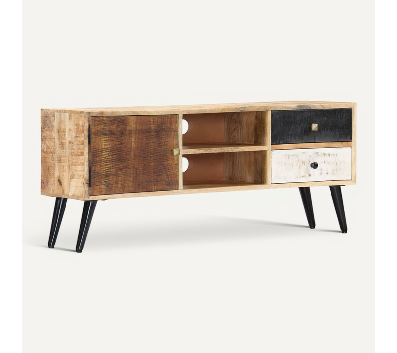 Meuble TV 115x30x47 Cm Bois Massif De Manguier