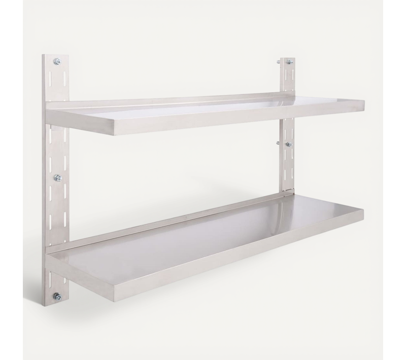étagère Murale À 2 Niveaux Acier Inoxydable 120x30 Cm