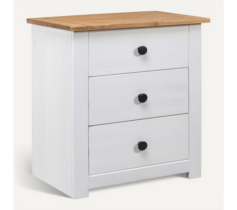 Table De Chevet Blanc 46x40x57 Cm Pin Gamme Panama