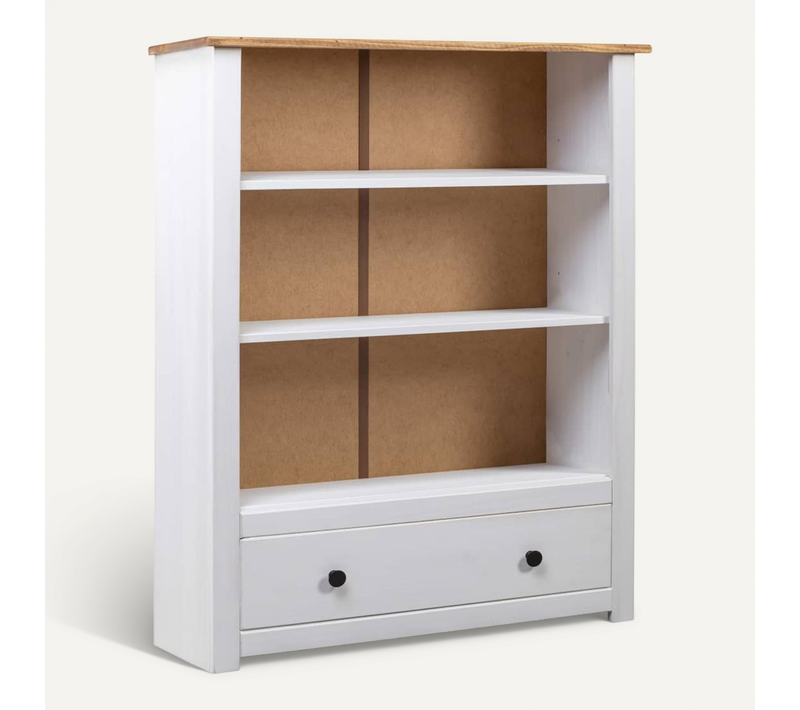 Bibliothèque Blanc 80x35x110 Cm Pin Massif Assortiment Panama
