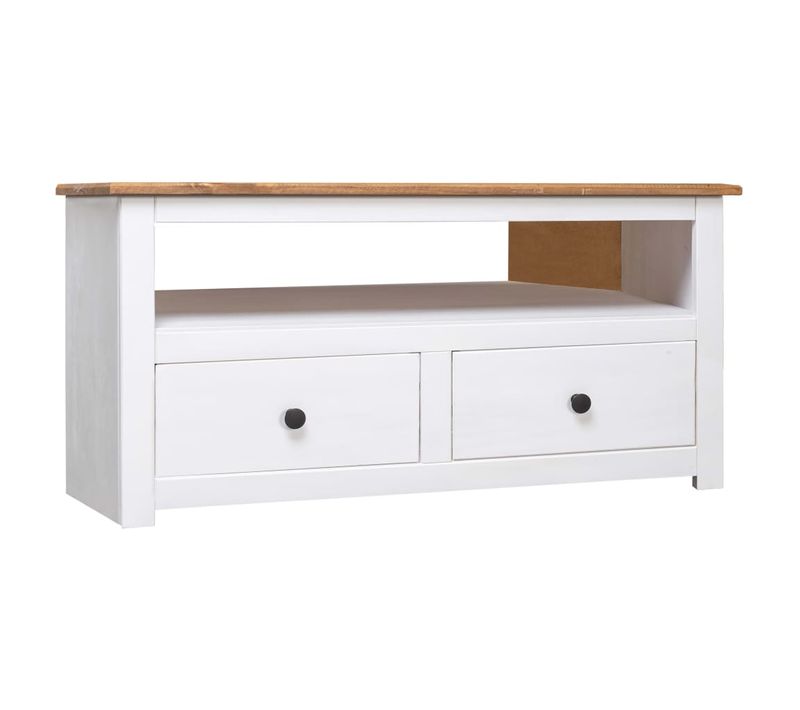 Meuble TV D'angle Blanc 93x49x49 Cm Pin Assortiment Panama