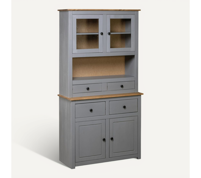 Armoire De Rangement Haute Style Rustique Gris 93x40,5x180 Cm Pin Massif Gamme Panama