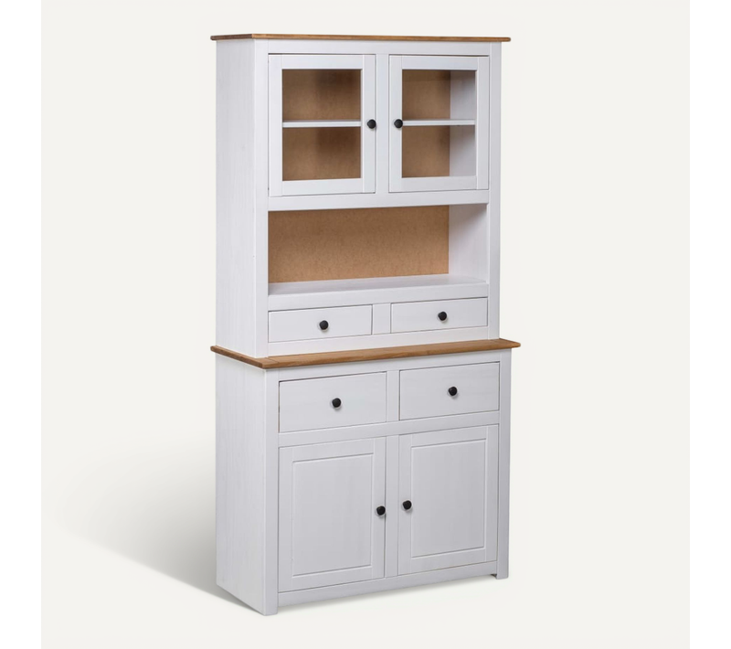 Buffet Haut Blanc 93x40,5x180 Cm Pin Gamme Panama