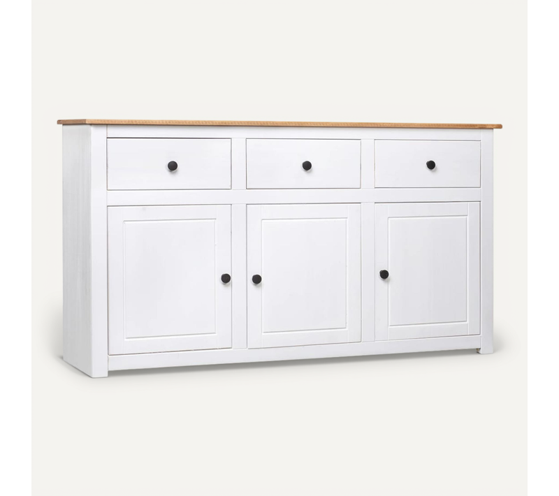 Vidaxl Buffet Blanc 135x40x80 Cm Pin Solide Gamme Panama Armoire Latérale Meuble De Rangement