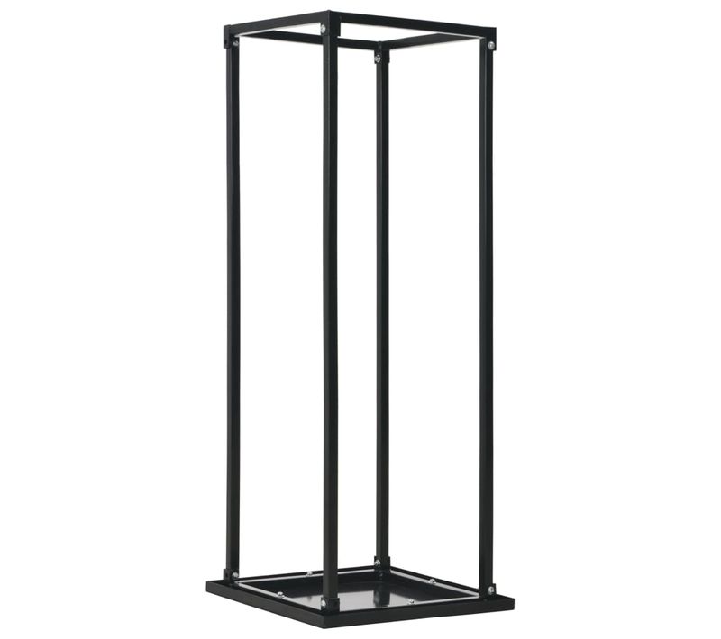 Portant De Bois De Chauffage Avec Base Noir 37x37x113 Cm Acier