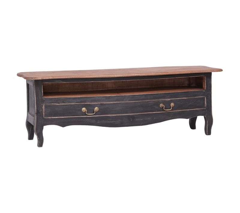 Meuble TV 120x30x40 Cm Noir Bois D'acajou Massif