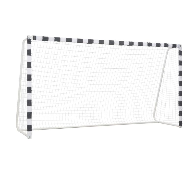 But De Football 300x160x90 Cm Métal Noir Et Blanc