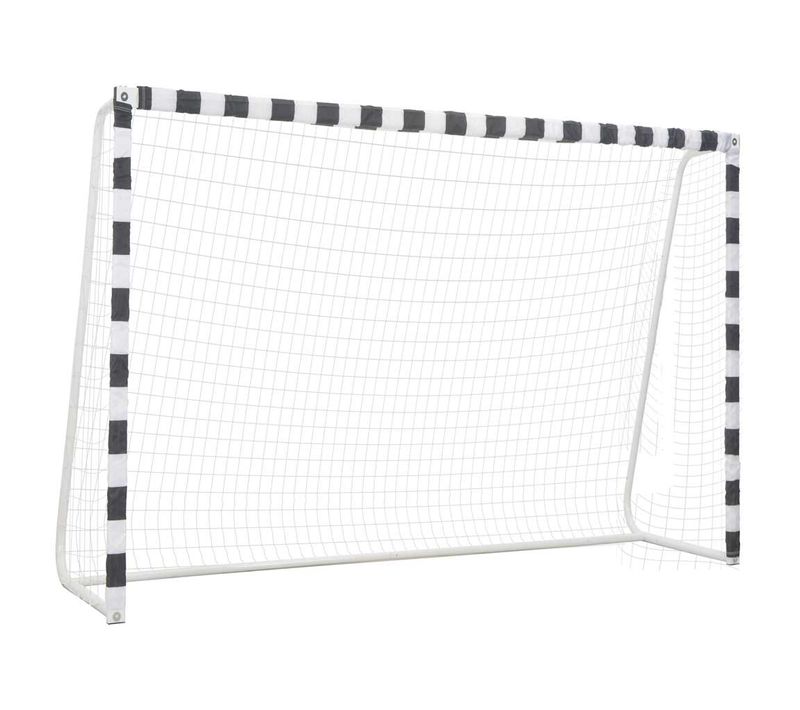 But De Football 300x200x90 Cm Métal Noir Et Blanc