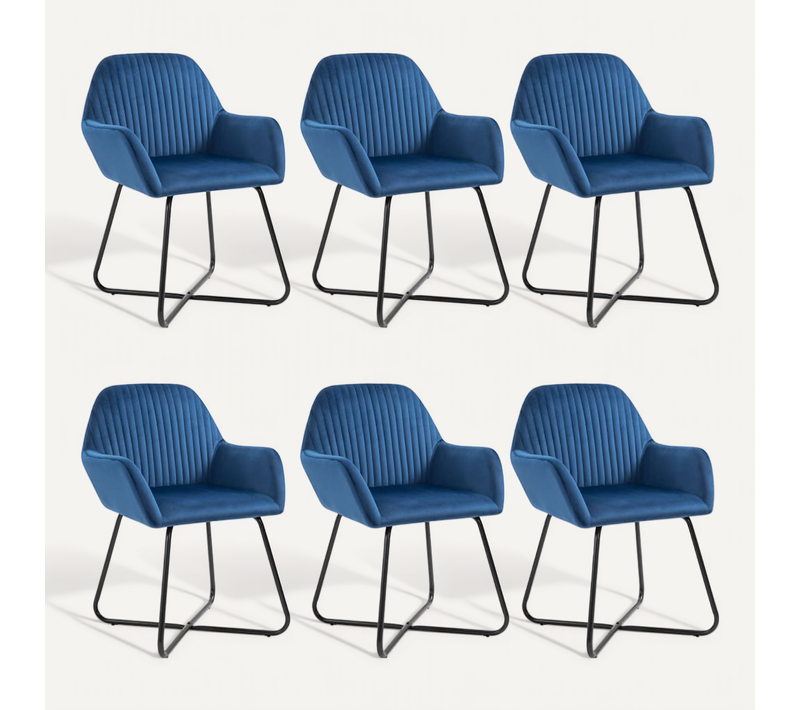 Chaises À Manger Lot De 6 Bleu Velours