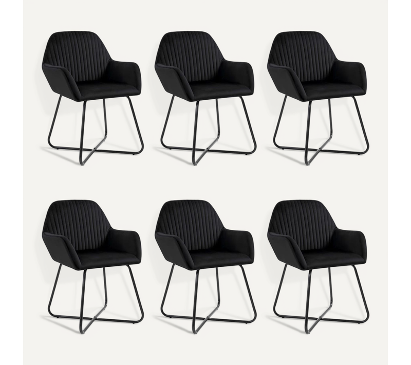 Chaises À Manger Lot De 6 Noir Velours