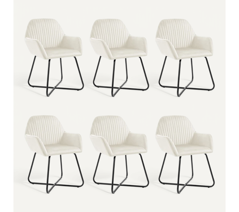 Chaises À Manger Lot De 6 Crème Velours