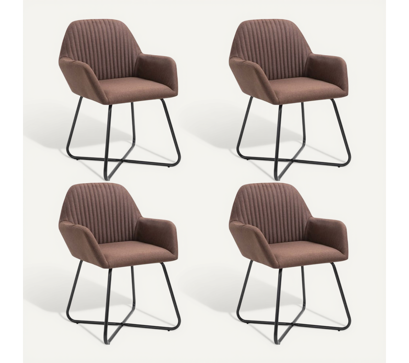 Chaises À Manger Lot De 4 Marron Tissu