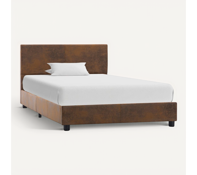Cadre De Lit Sans Matelas Marron Simili Daim 100x200 Cm