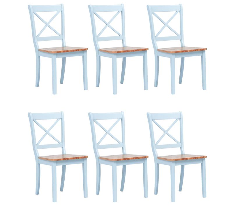 Chaises À Manger Lot De 6 Gris/bois Clair Bois D'hévéa Massif