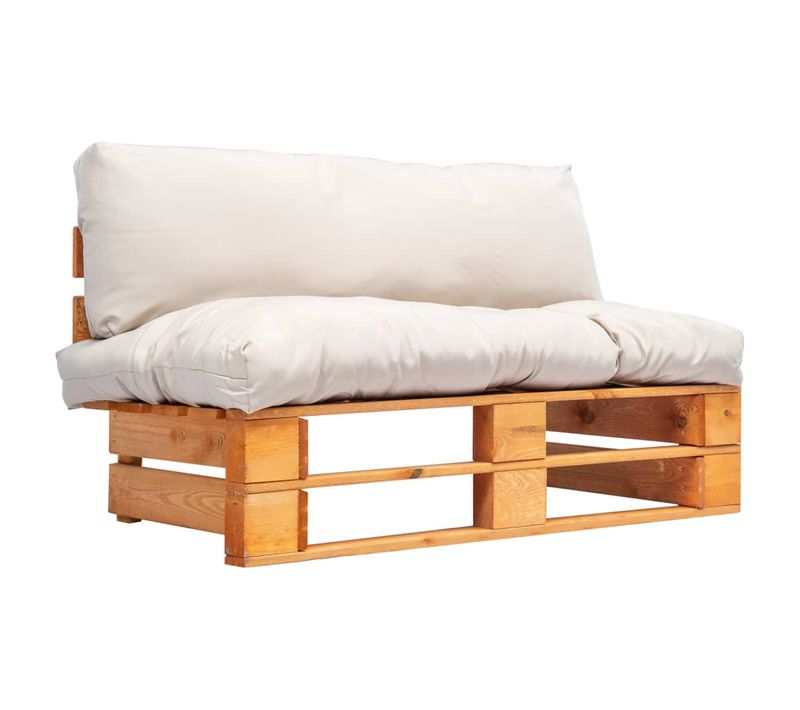 Canapé De Jardin Palette Avec Coussins Sable Pinède