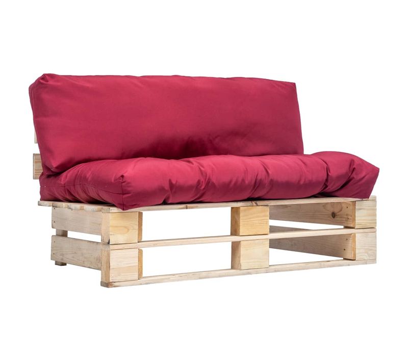 Canapé De Jardin Palette Avec Coussins Rouge Pinède