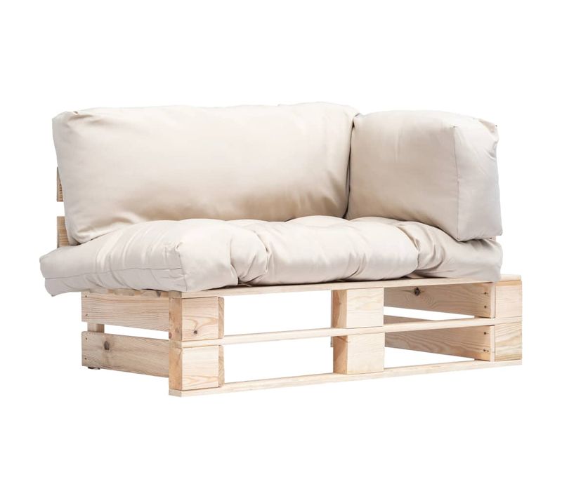 Canapé De Jardin Palette Avec Coussins Sable Pinède