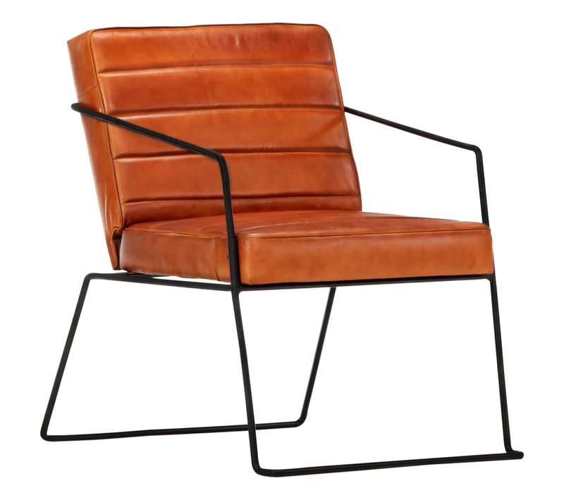 Fauteuil Brun Roux Cuir Véritable