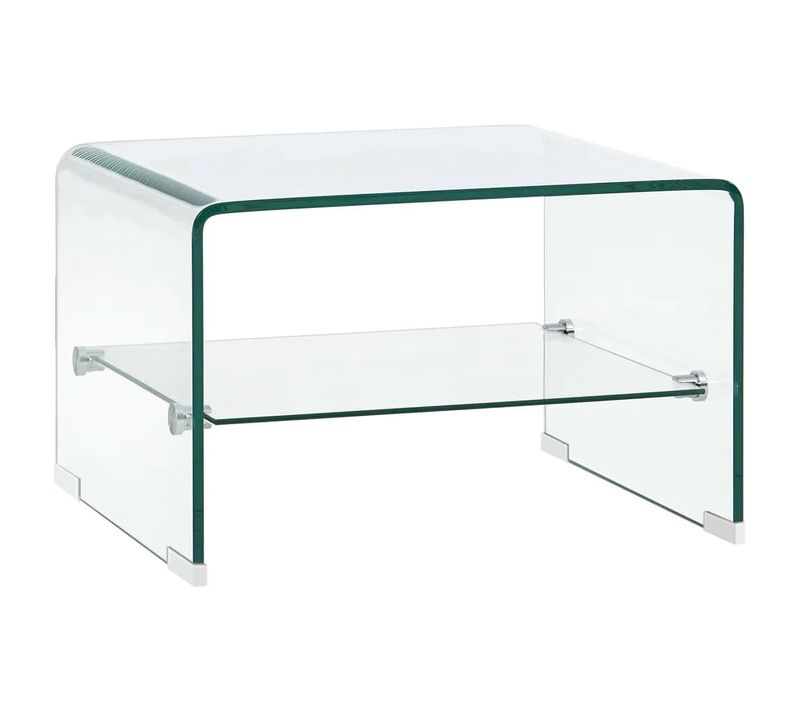 Table Basse Clair 50 X 45 X 33 Cm Verre Trempé