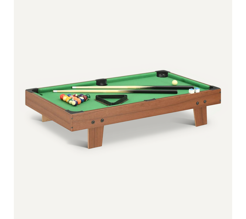 Mini Table De Billard 3 Pieds 92x52x19 Cm Marron Et Vert
