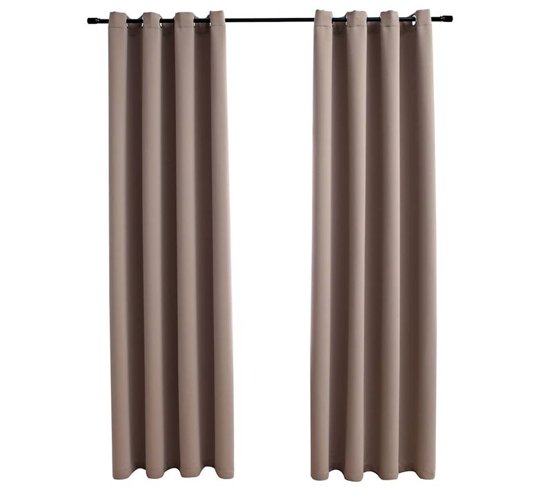 Rideaux Occultants Avec Anneaux En Métal 2 Pièces Taupe 140x175 Cm